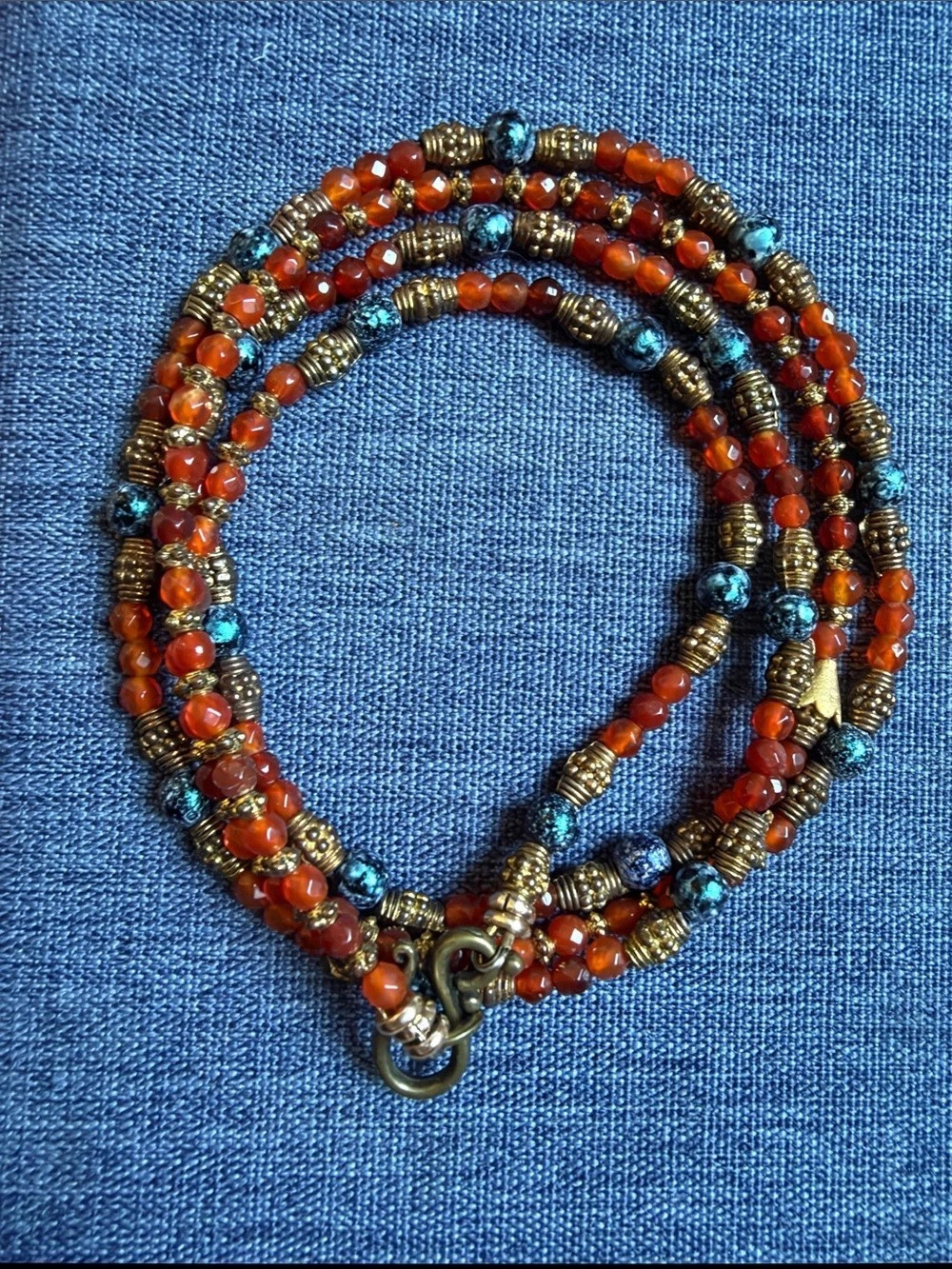 Beaded Necklace in Red & Blue Like New